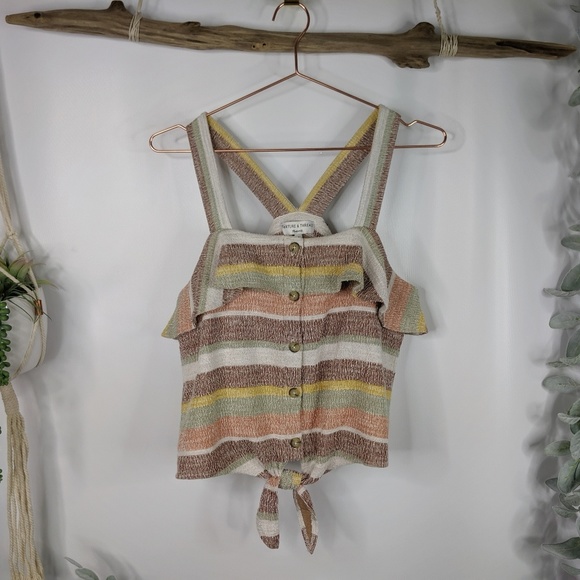 Madewell Tops - MADEWELL TEXTURE THREAD tie front tank stripe 0446